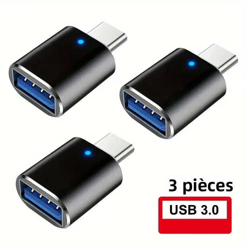 Lot 3 ou 5 Adaptateurs OTG USB-C vers USB-A 3.0 – CLEVI Paris