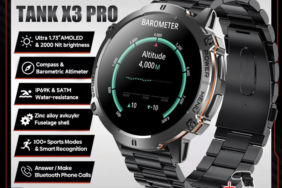 Montre connectée unisexe AMOLED 1,73″ – CLEVI Paris