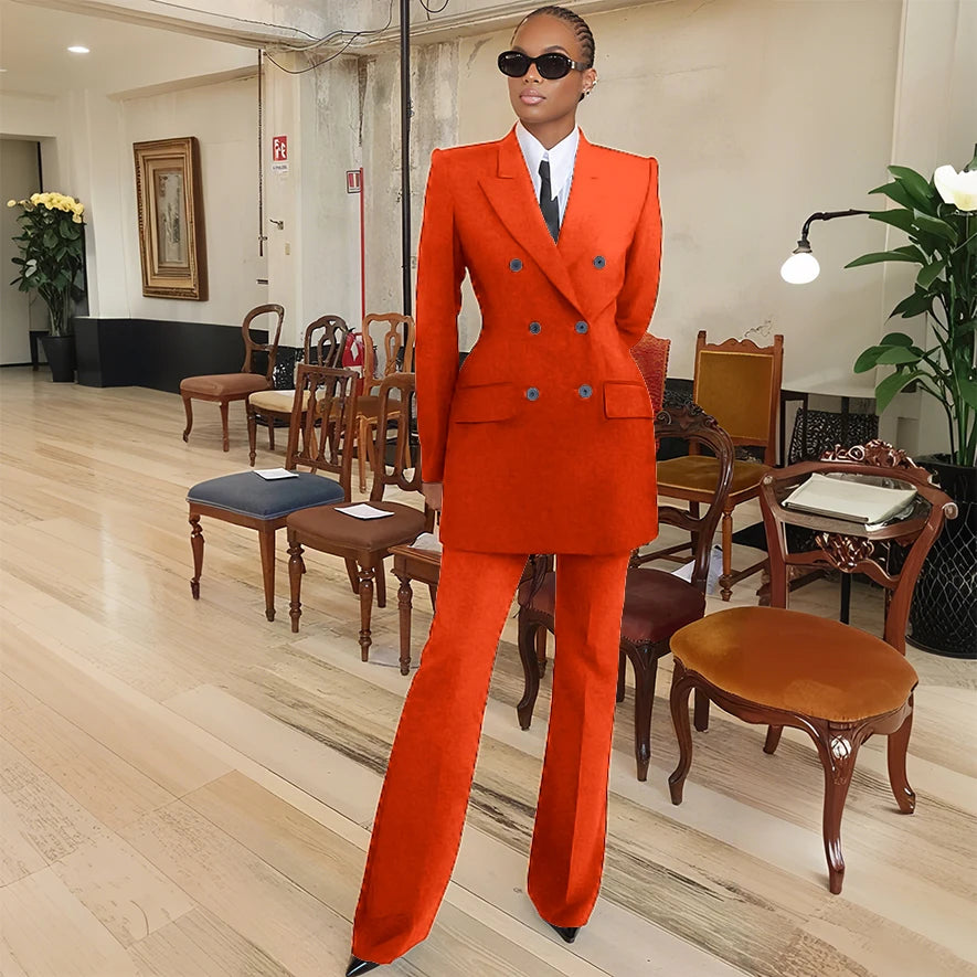 Tailleur femme blazer et pantalon évasé – CLEVI Paris