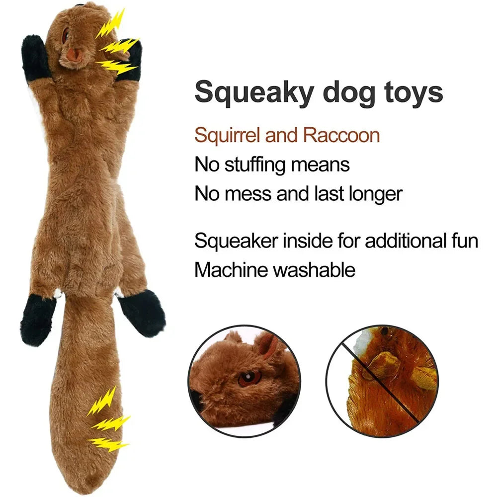 Jouet Chien 45cm – Peluche Animale Sans Rembourrage avec Squeakers – CLEVI Paris