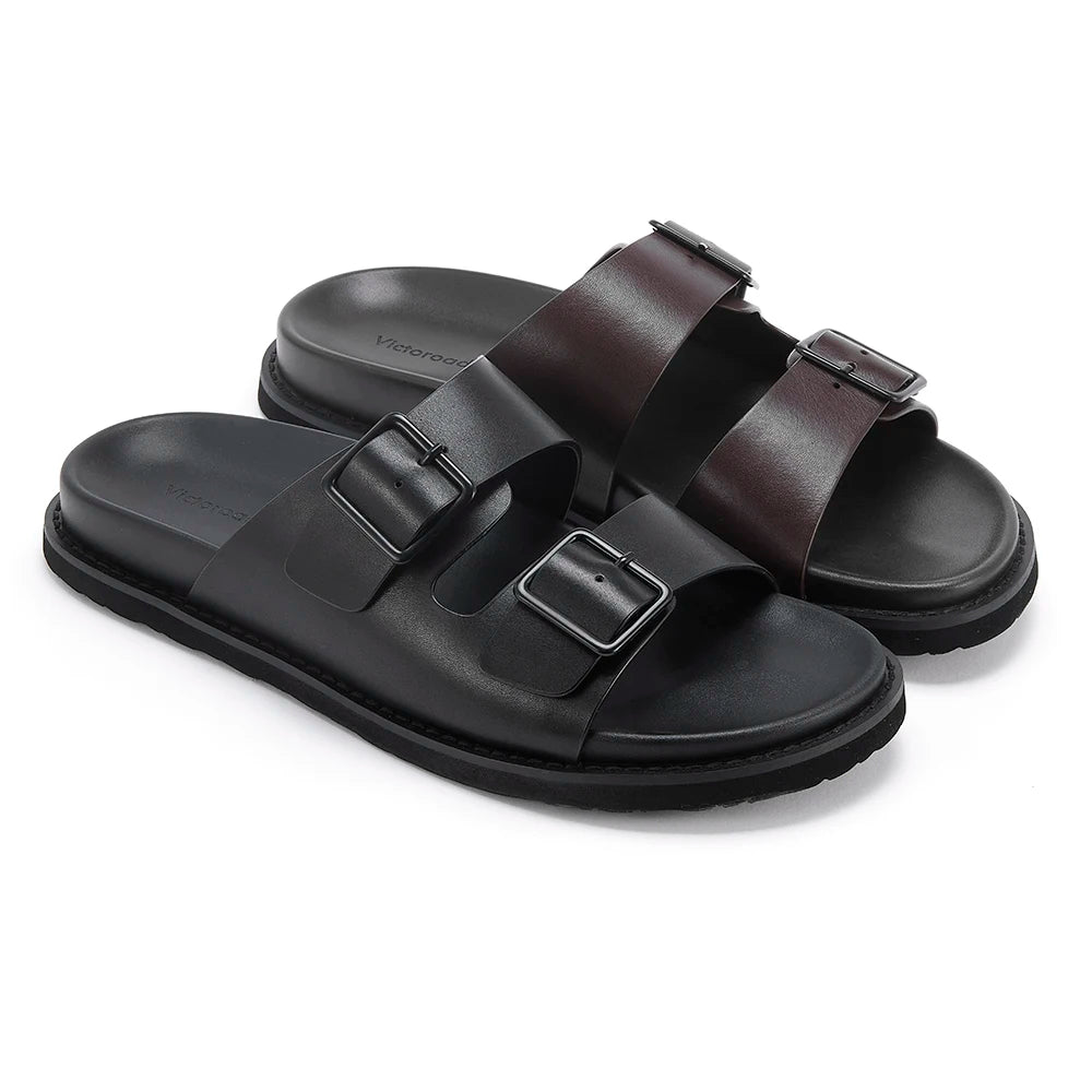 Sandales Homme Cuir de Veau Véritable – Boucle, Antidérapantes, Style Birkenstock | Noir ou Café