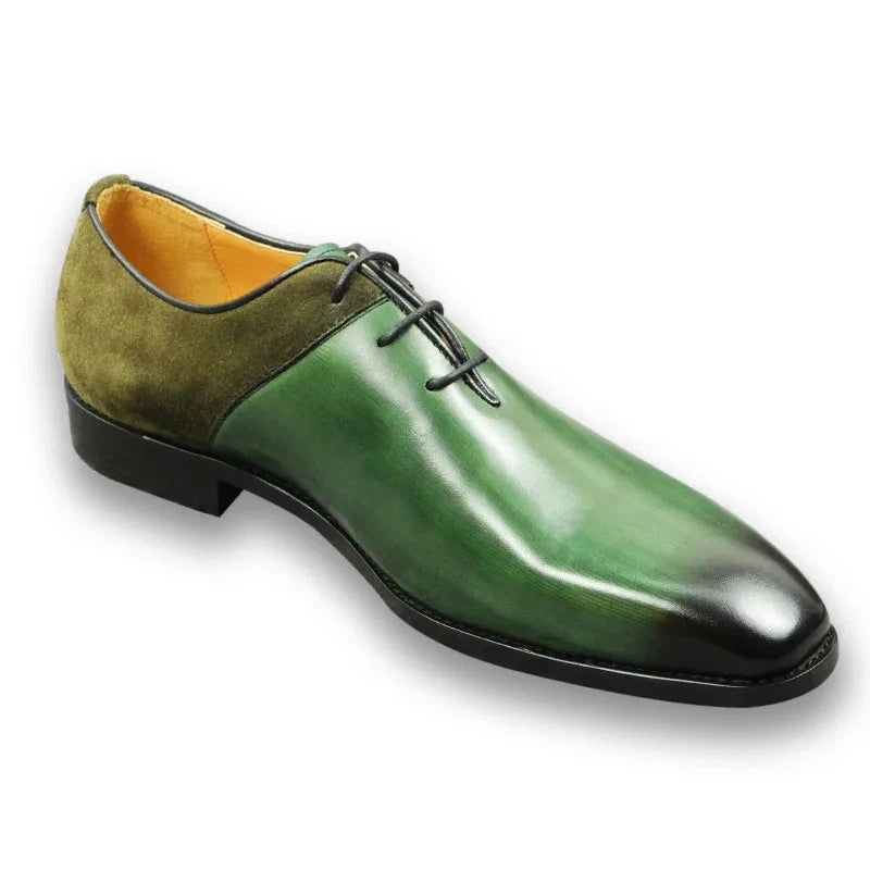 Oxford Homme Cuir Véritable | Chaussures Élégantes Noir & Vert