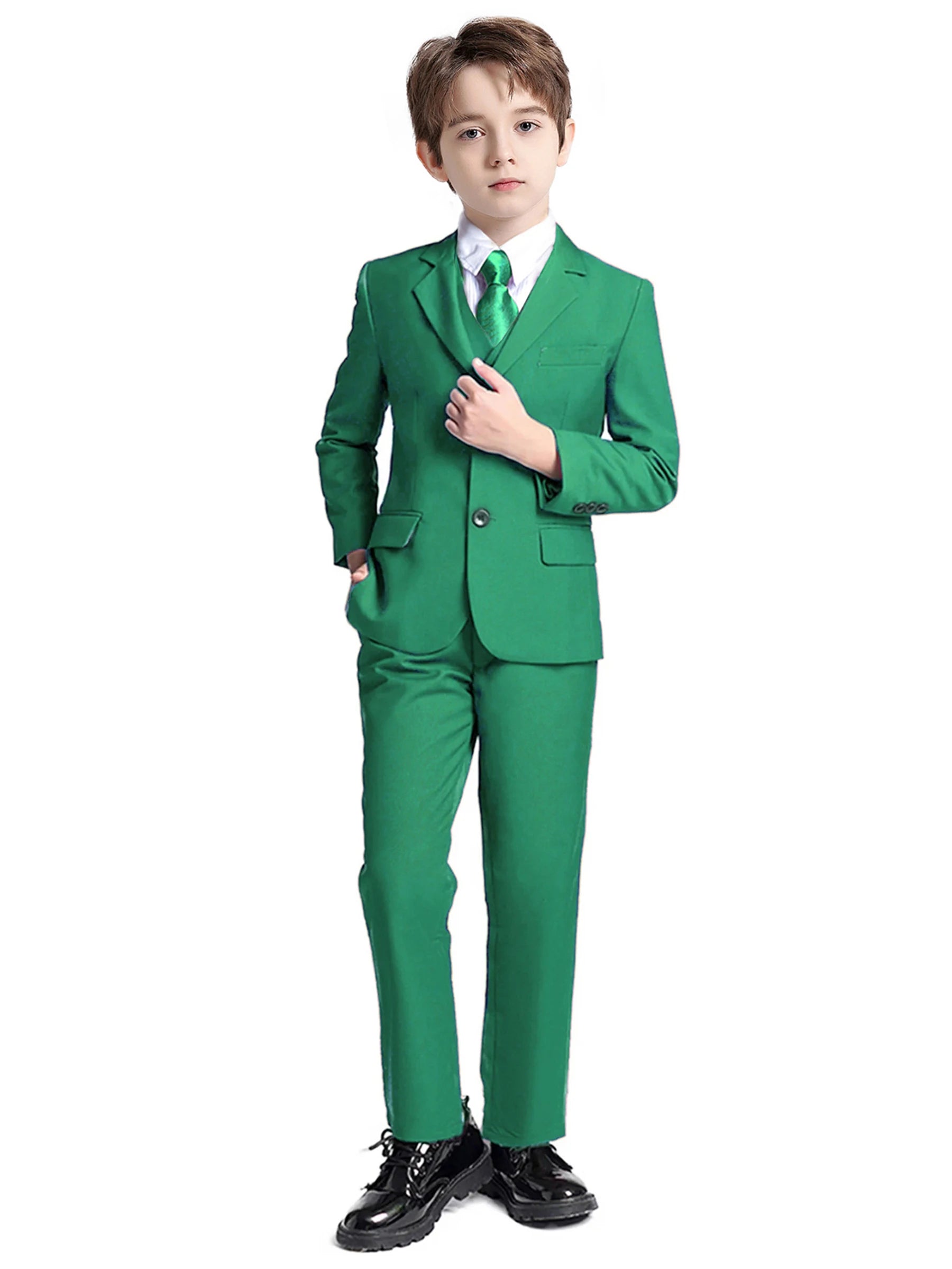Costume 4 Pièces Garçon Mariage Cérémonie Slim Veste Gilet Pantalon Cravate 13 Coloris – CLEVI Paris