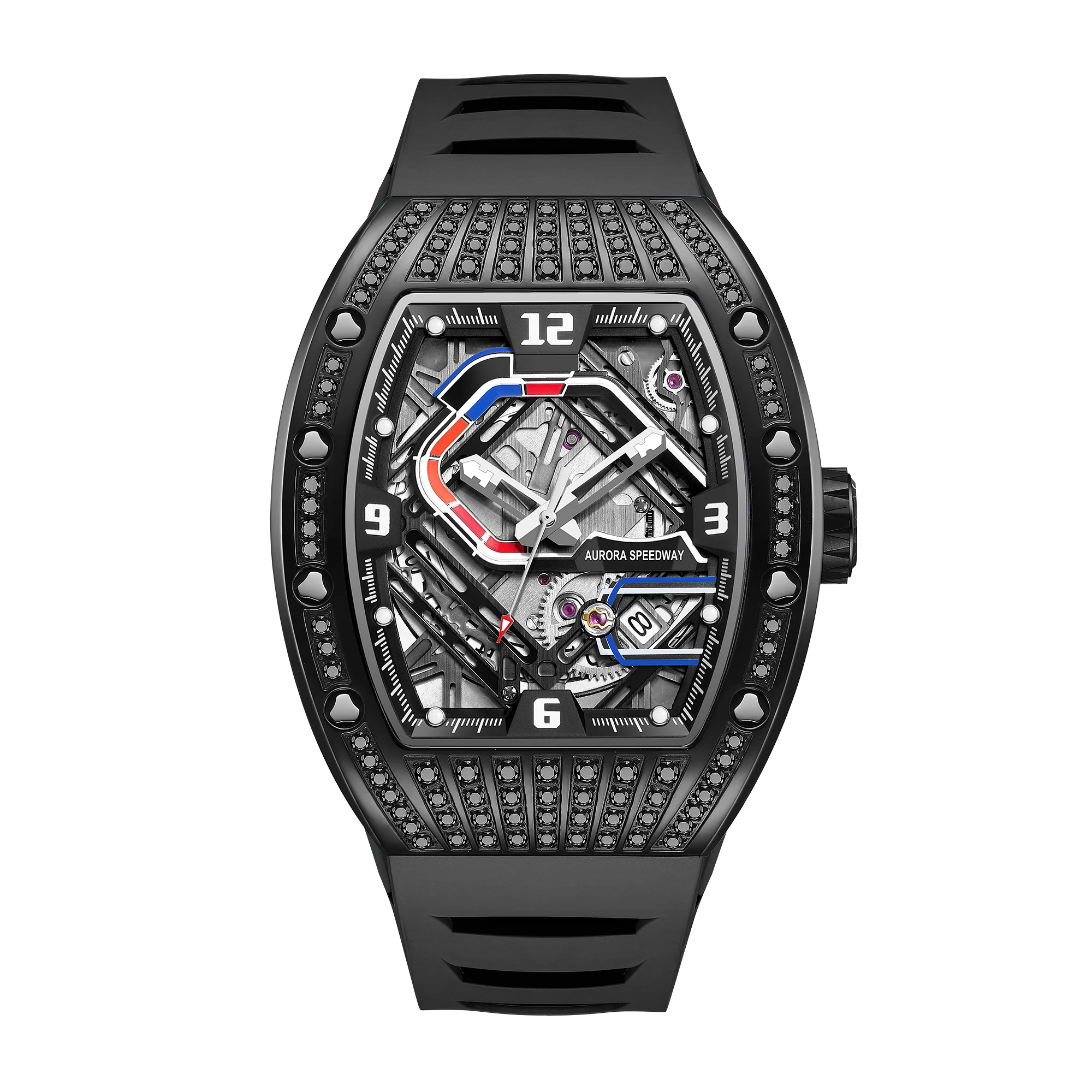 Montre Homme Sport Squelette Automatique HANBORO 9036 – Tonneau Étanche 5 Bars Lumineuse – CLEVI Paris