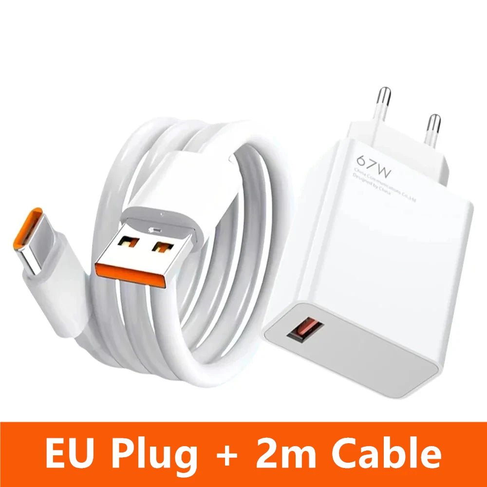 Chargeur Rapide 67W 6A USB-C Xiaomi Redmi POCO Prise EU + Câble – CLEVI Paris