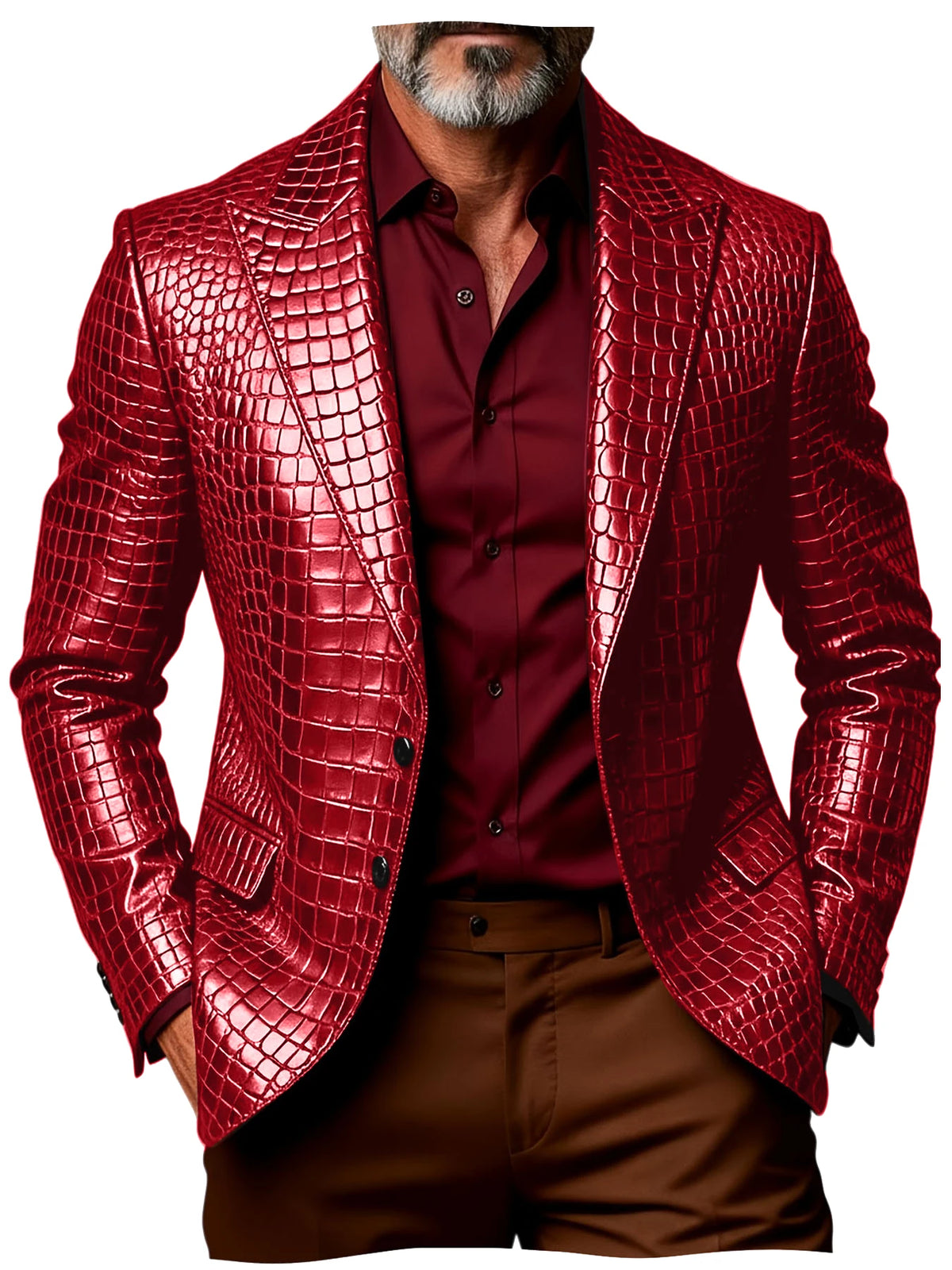 Blazer homme effet croco simple boutonnage – CLEVI Paris