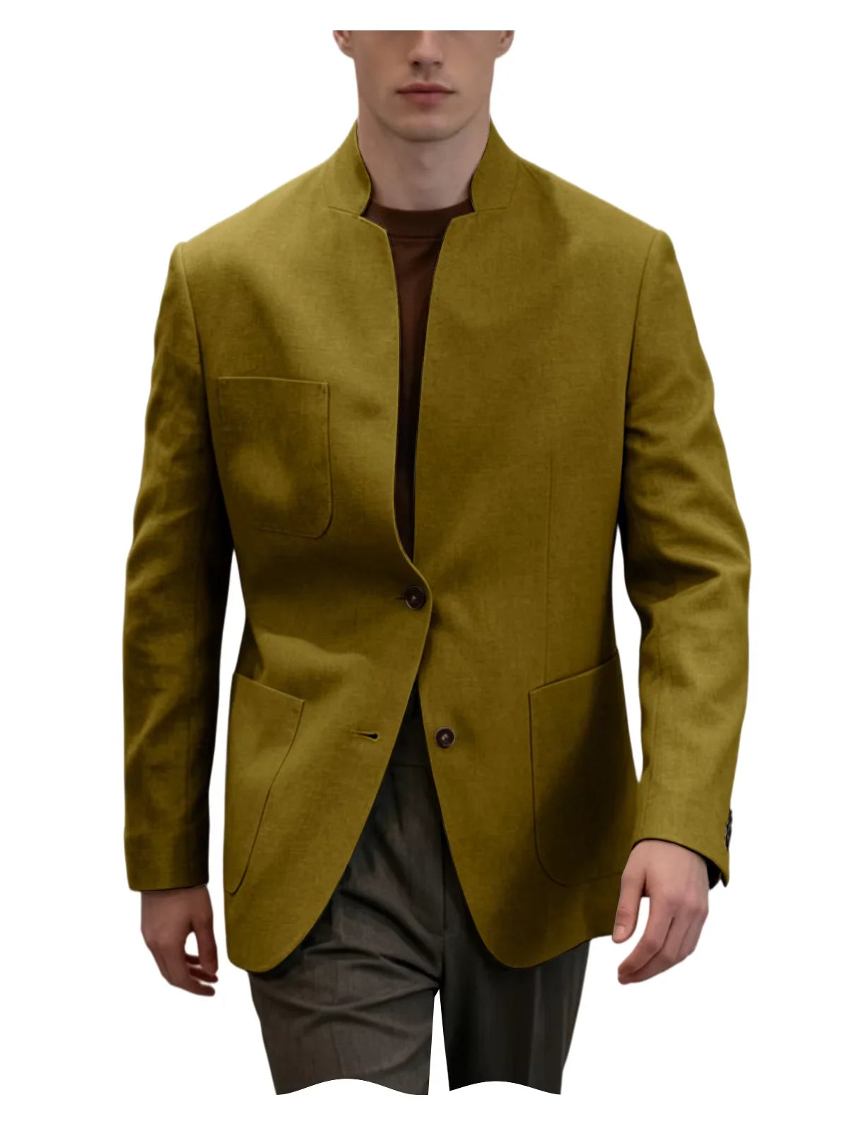 Blazer Lin Homme Col Mandarin – CLEVI Paris