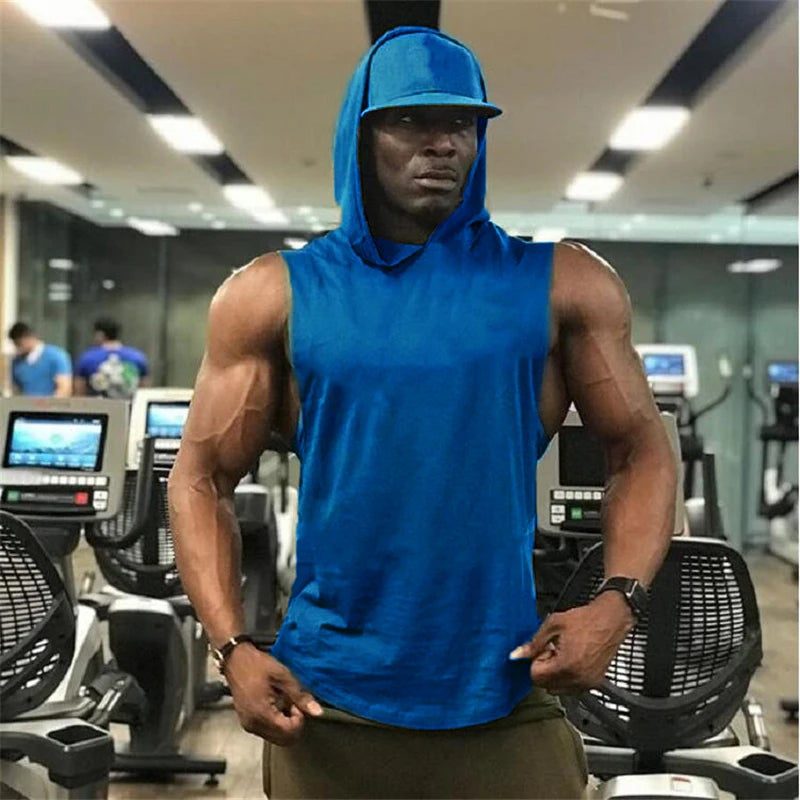 Débardeur à Capuche Homme – Coton | Sans Manches | Fitness & Running
