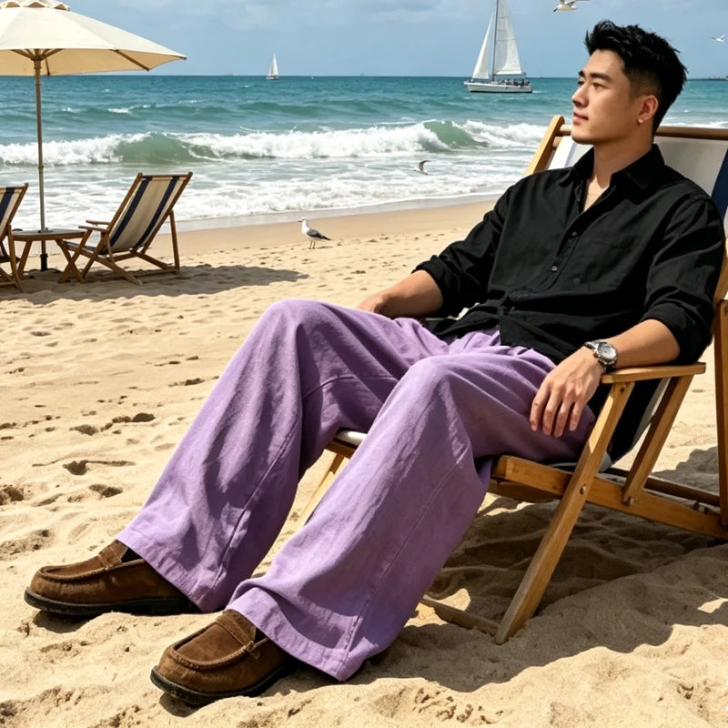 Pantalon homme plissé taille haute jambes larges – CLEVI Paris