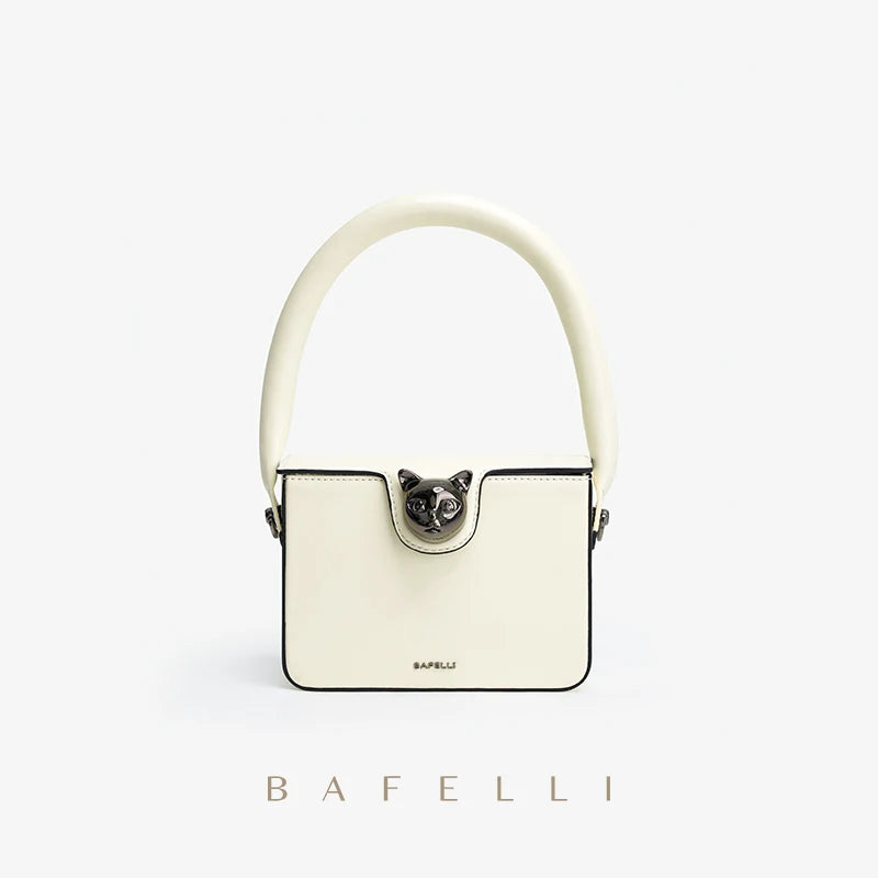 Sac à Main Femme BAFELLI Cuir Véritable Box Bag Motif Chat Luxe 3 Coloris – CLEVI Paris
