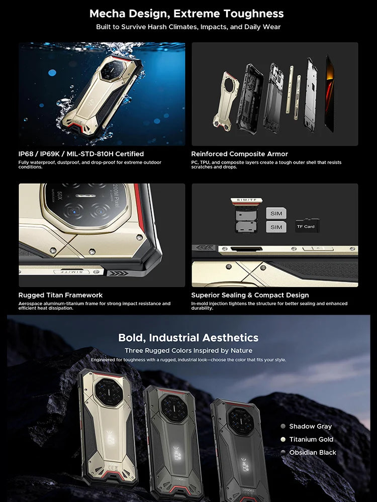 DOOGEE S300 Pro 5G Flagship Rugged Phone, World Premiere, 6.78", Digital display,48GB(16+32) RAM + 512GB ROM, 11000mAh Big Battery, Android 16, LED Light Display Array,66W Super Fast Charging