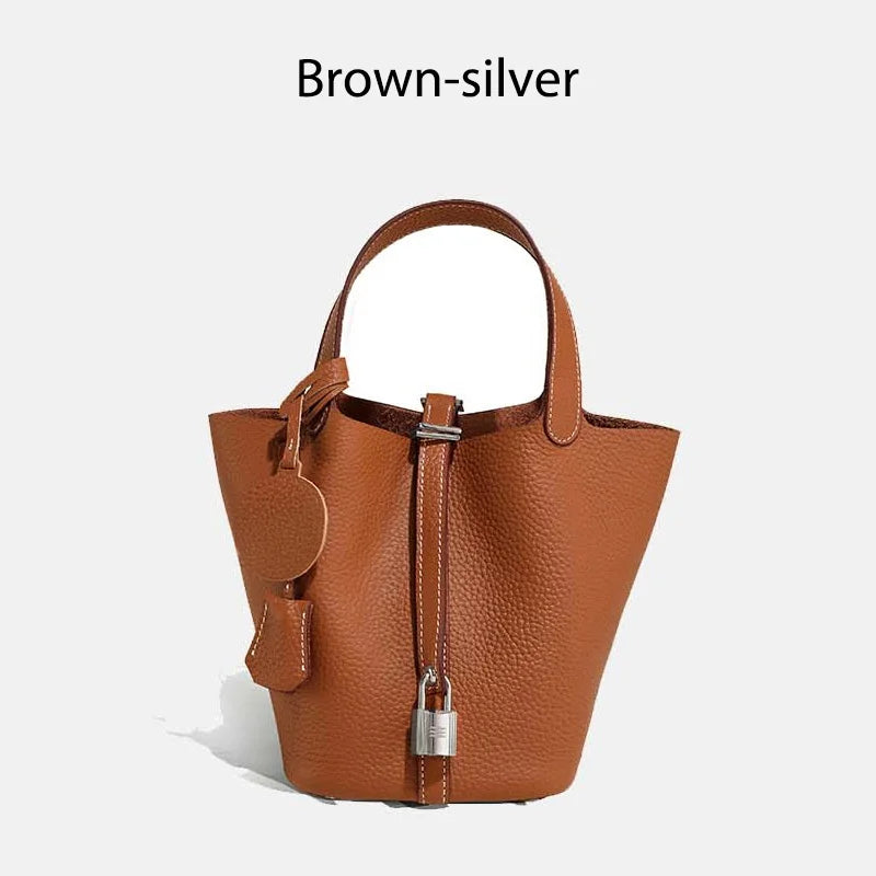 Sac Seau Femme Cuir Véritable TOGO Cadenas & Foulard Décoratif – CLEVI Paris