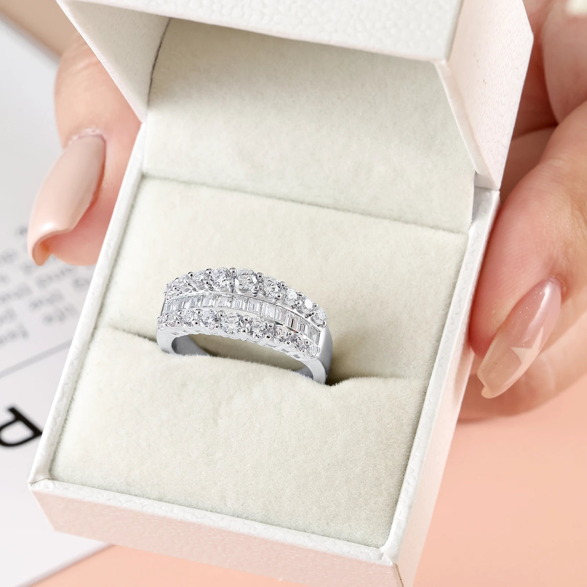 Bague Fiançailles Moissanite D Color VVS1 GRA Pavé Argent 925 – CLEVI Paris