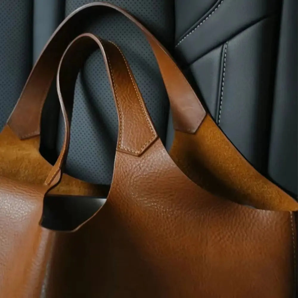 Tote Bag PU Souple Femme Aisselle Grande Capacité 30x12x29cm Marron – CLEVI Paris