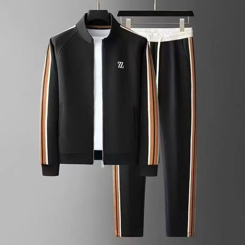 Ensemble Jogging Homme 2 Pièces – Veste + Pantalon Brodé, Style Streetwear Casual
