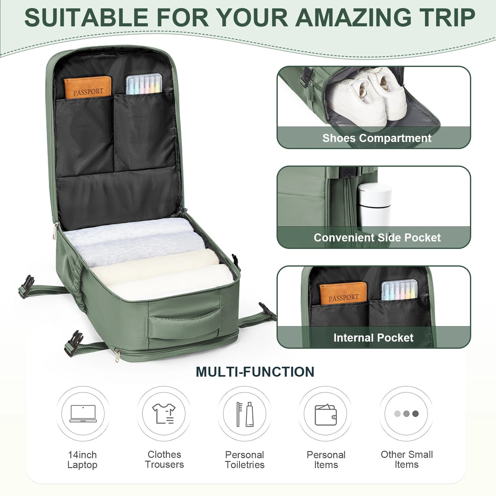 Sac à Dos Cabine 40x30x20 en Nylon — Compatible Ryanair, Laptop, Voyage, 4 Coloris | CLEVI Paris