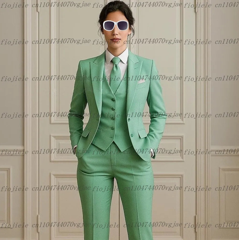 Costume 3 Pièces Femme – Blazer + Gilet + Pantalon | 25 Coloris | Business, Mariage & Cérémonie | S-4XL