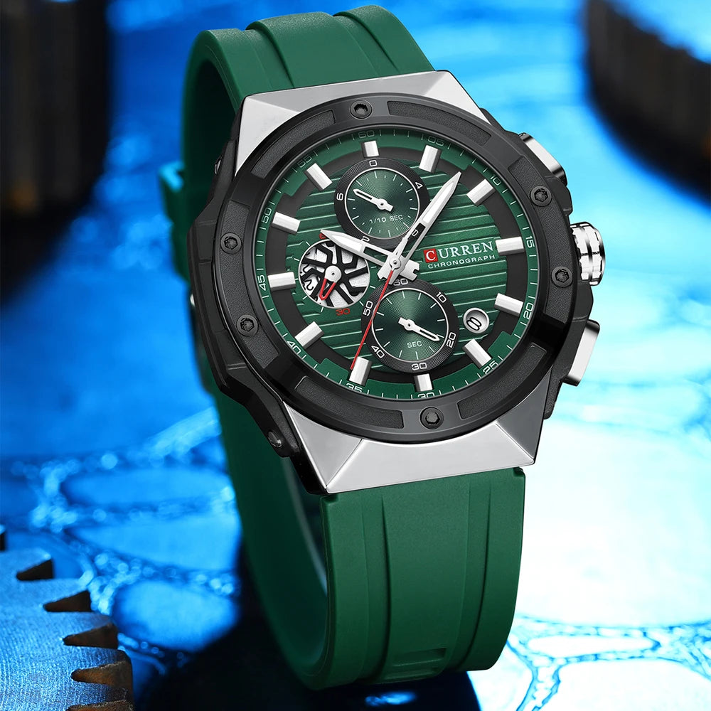 CURREN Montre Quartz Homme Chronographe Silicone Lumineux 45mm Sport – CLEVI Paris