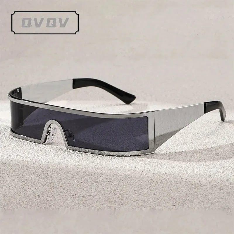 Lunettes de Soleil Steampunk QVQV – Monture Rectangulaire Y2K Unisexe
