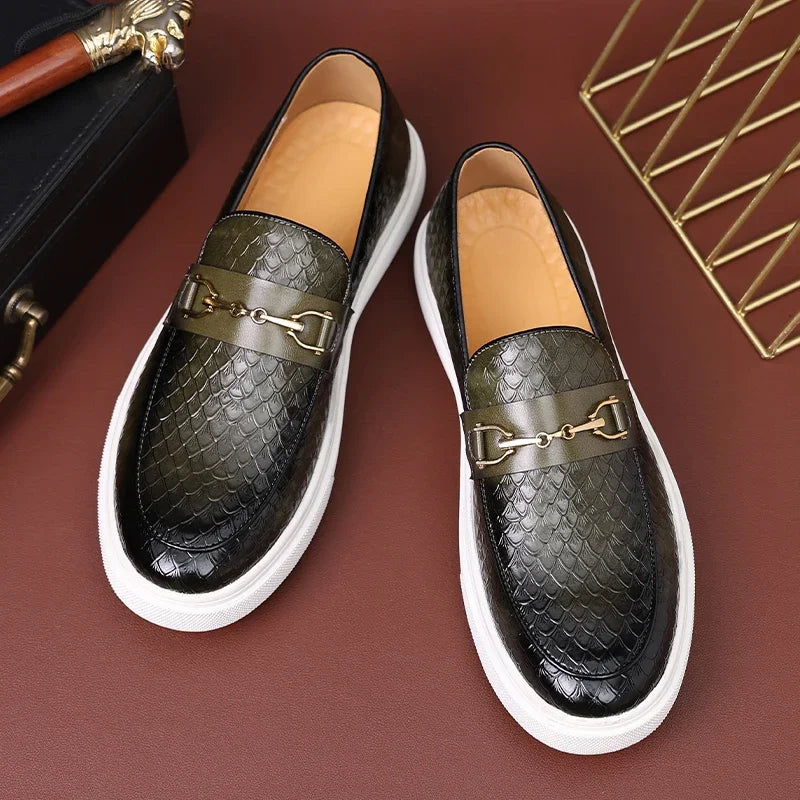 Mocassins Homme Cuir Embossé Style Britannique — Slip-On, Semelle Épaisse, Respirants, Pointures 38-46 | CLEVI Paris
