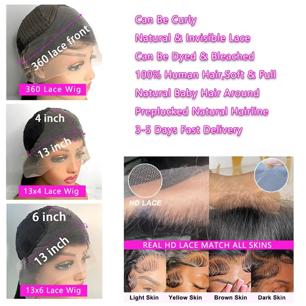Perruque Body Wave HD Lace 360 13x4 13x6 Cheveux Humains – CLEVI Paris