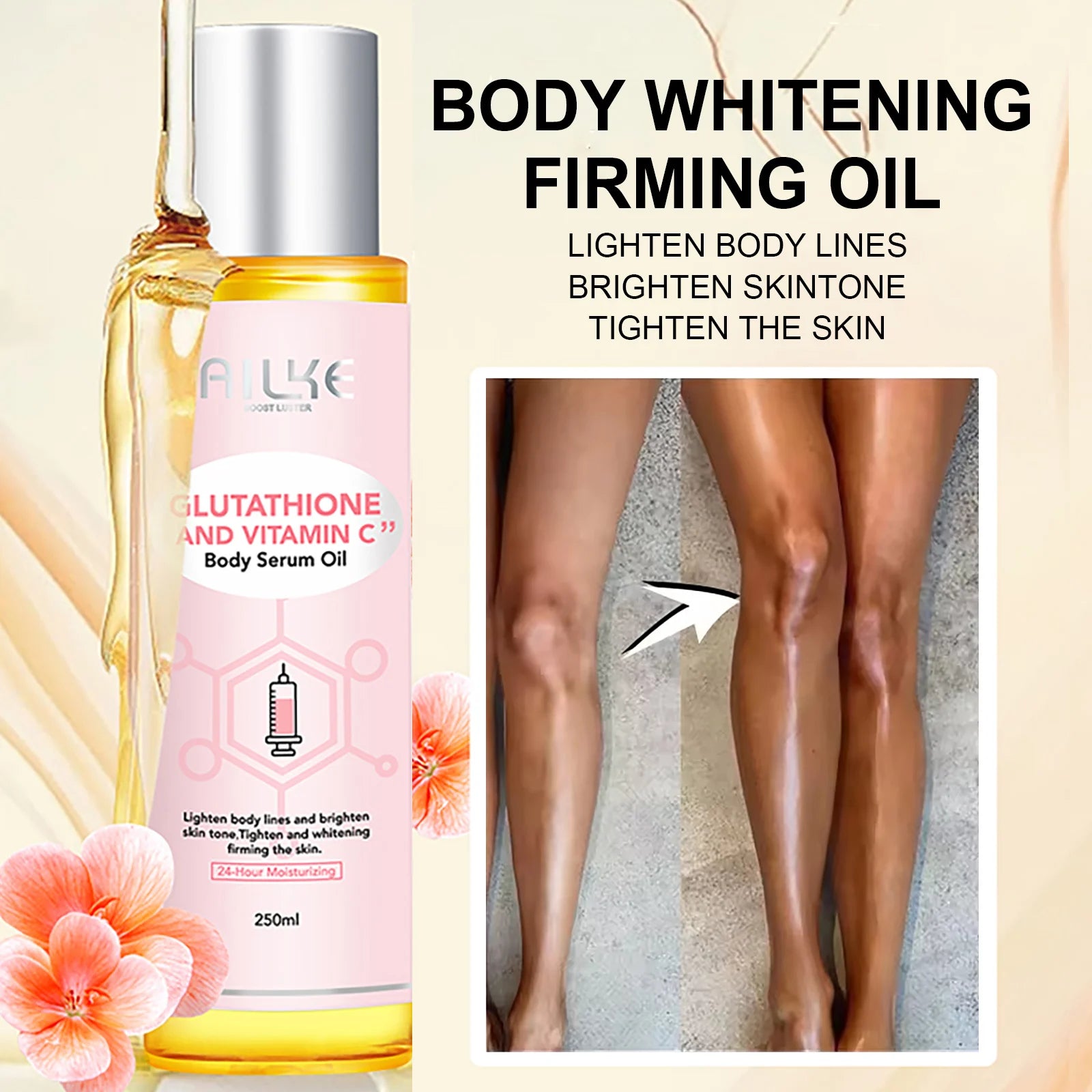 Gamme Éclaircissante AILKE – Vitamine C, Glutathion & Collagène – Teint Unifié, Taches Réduites & Peau Lumineuse