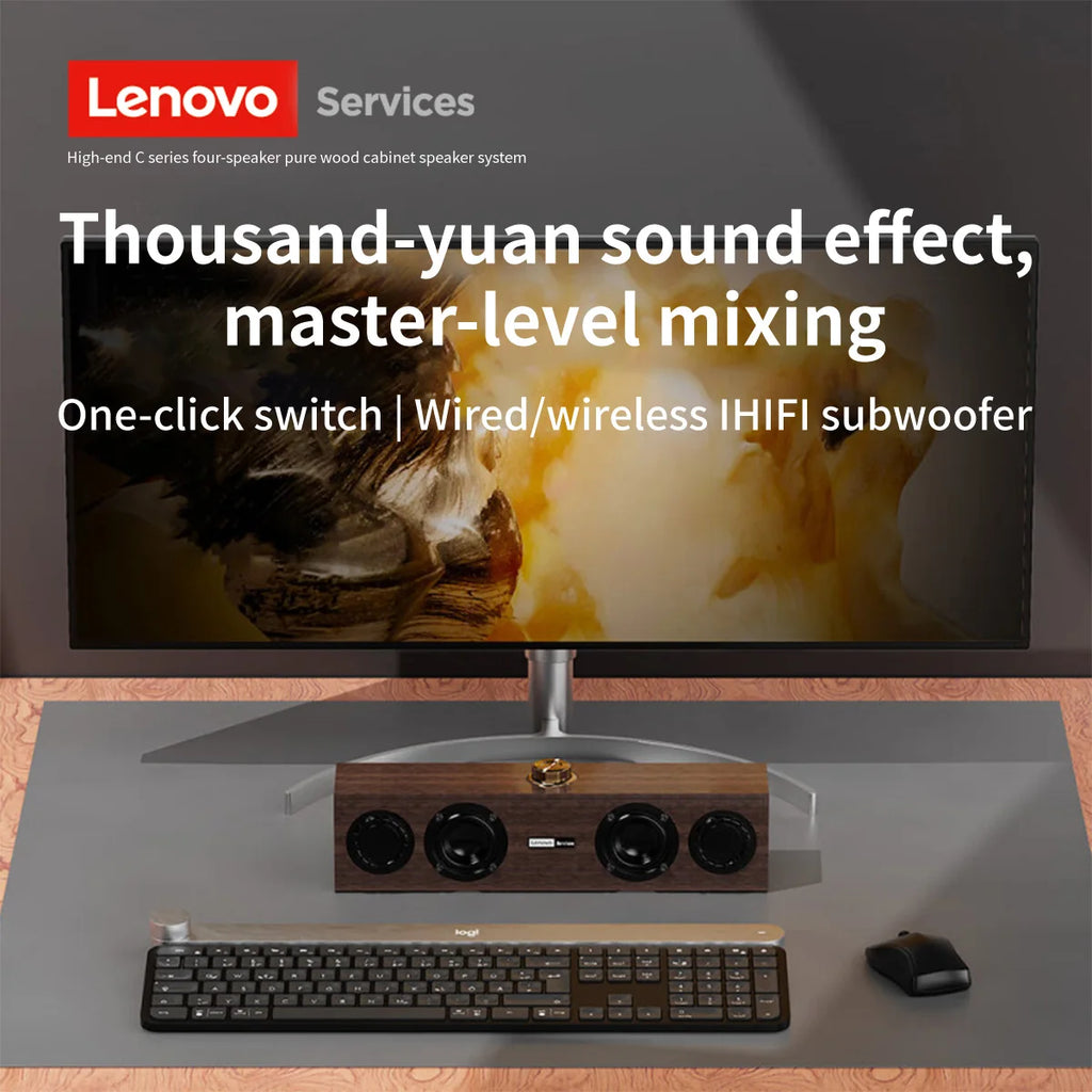 Lenovo C02 Enceinte Bureau Bois Rétro Bluetooth Filaire TV PC Mobile – CLEVI Paris