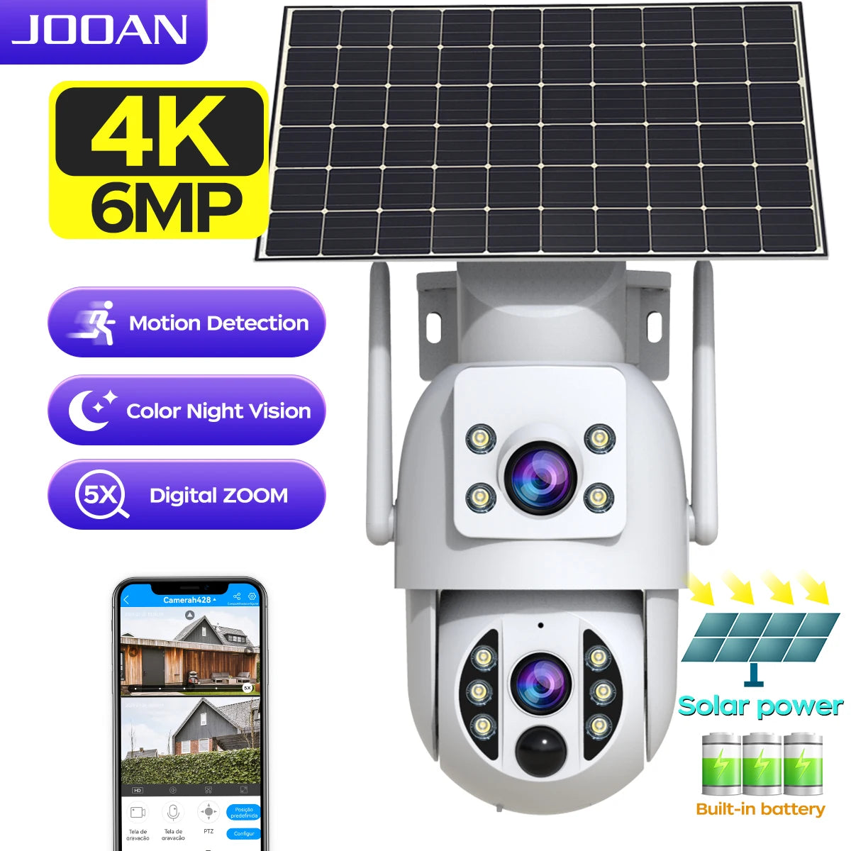 Caméra de Surveillance JOOAN S3 Solaire Double Objectif PTZ 4K WiFi IP66 – CLEVI Paris