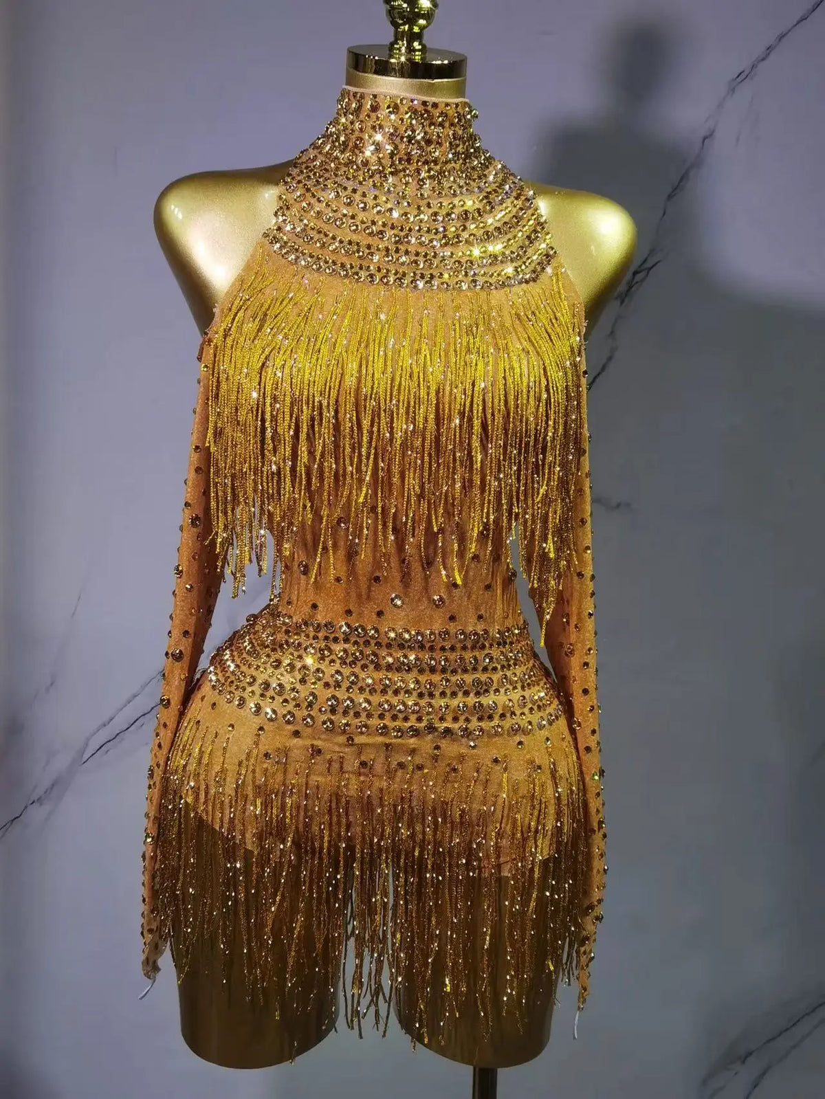 Justaucorps de scène à franges femme – CLEVI Paris