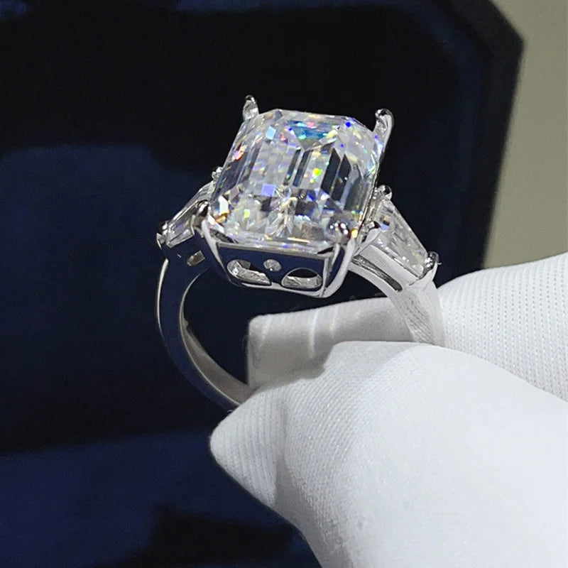 Bague Moissanite 5CT 10CT FEOBUR – Argent 925 Taille Emerald & Radiant