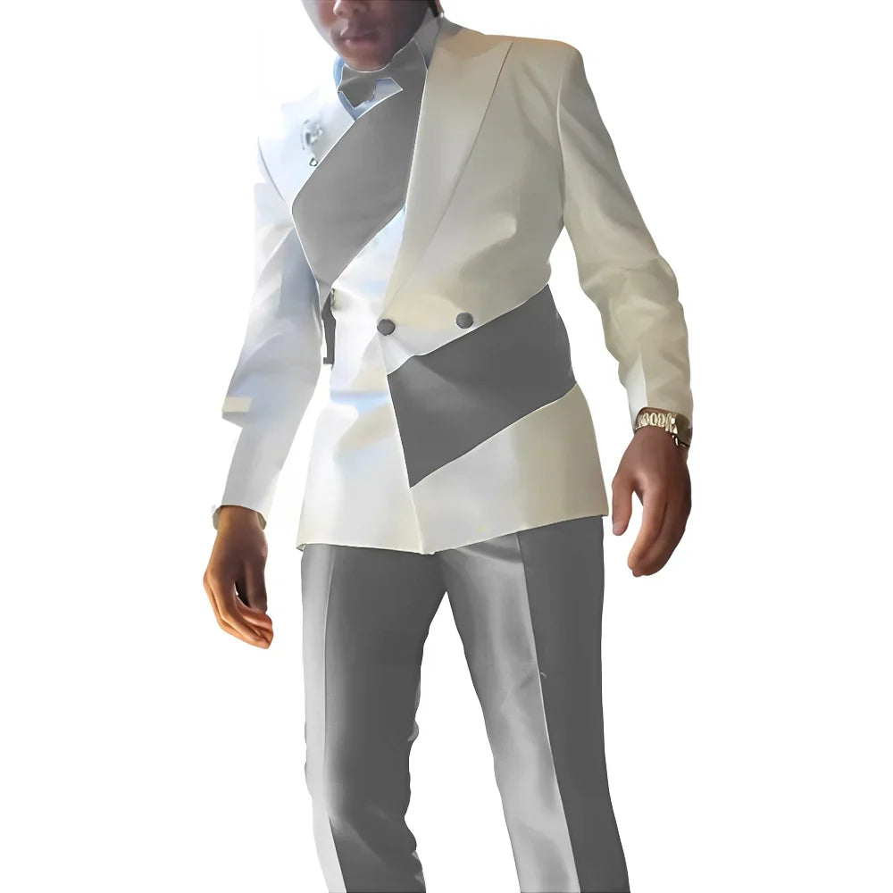 Costume Homme 2 Pièces Slim Fit Colorblock Mariage Blazer & Pantalon 3 Coloris XS-5XL – CLEVI Paris