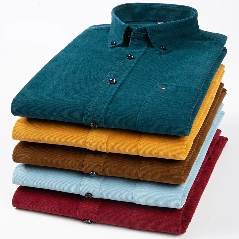 Chemise Corduroy Homme Grande Taille 100% Coton Manches Longues – S à 7XL – CLEVI Paris