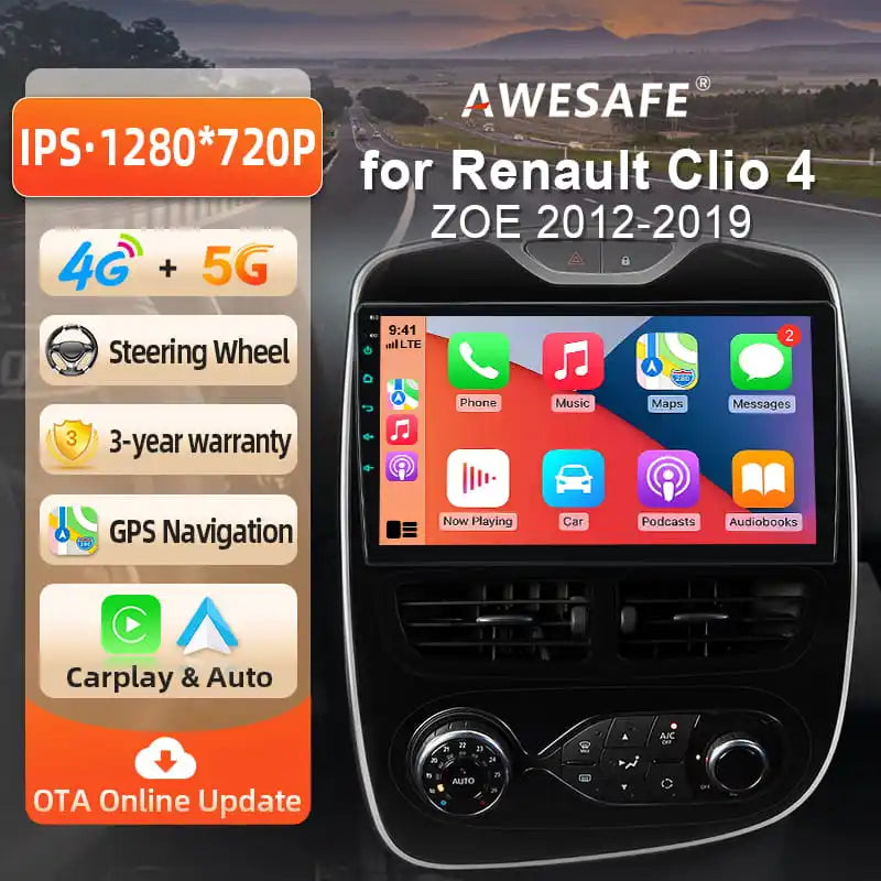 Autoradio AWESAFE Clio 4 CarPlay 2012–2019 – CLEVI Paris