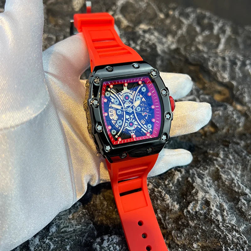 Montre Homme Quartz Tonneau L146 Silicone Aiguilles Lumineuses Fashion Casual – CLEVI Paris