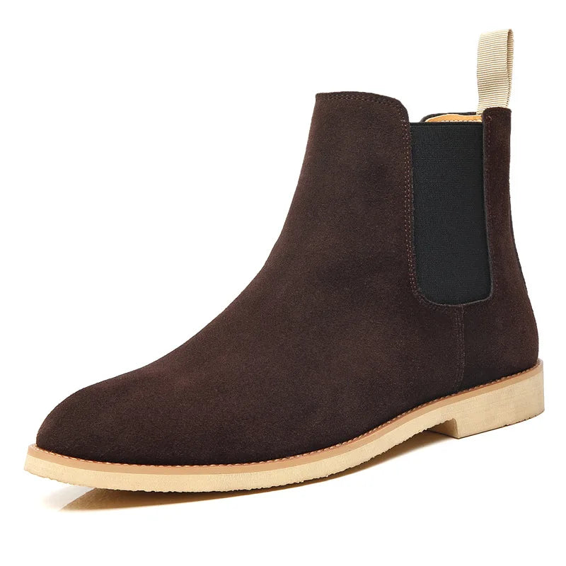 Chelsea Boots Homme Cuir Suédé Véritable Bout Pointu Style Britannique | 5 Coloris EU 35-46