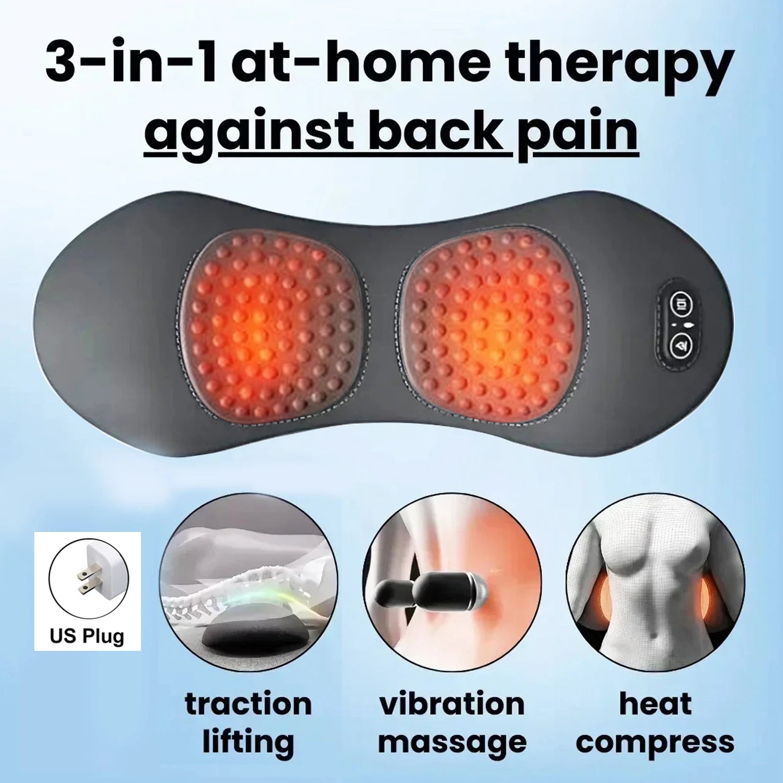 Masseur Dorsal 3-en-1 — Traction Lombaire, Thermothérapie & Massage Vibrant | CLEVI Paris