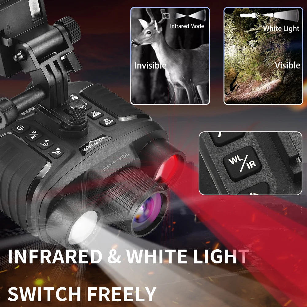 Jumelles Vision Nocturne 4K ZIYOUHU NV8360 – Portée sur Tête, Grossissement 7x, Zoom 8x, Écran 3", Batterie 4500 mAh, Chasse – CLEVI Paris