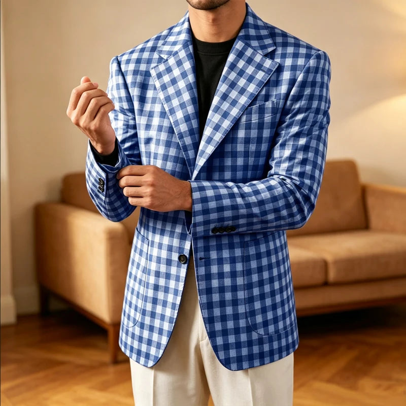 Blazer homme à carreaux coupe ajustée – CLEVI Paris