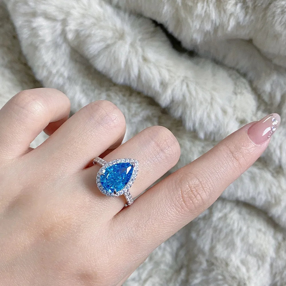 Bague Fiançailles Or Blanc 18K | Saphir Poire 7 Carats – CLEVI Paris