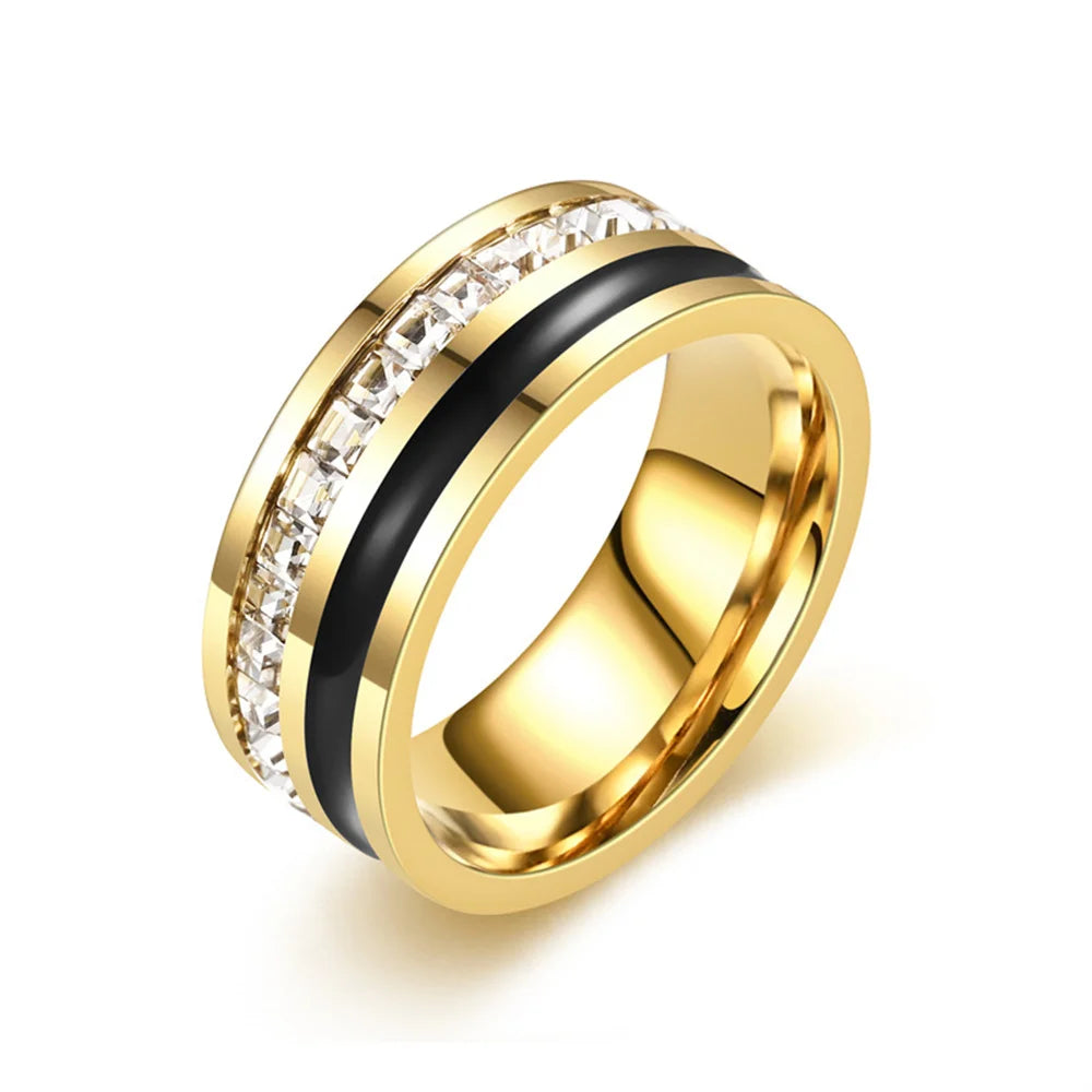 Bague Homme en Acier Doré ou Argenté, Zircone 8 mm – CLEVI Paris