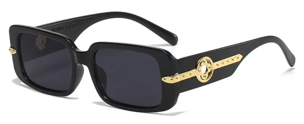Lunettes de Soleil Rectangulaires Retro Petite Monture Fleur Métal UV400 Femme – CLEVI Paris