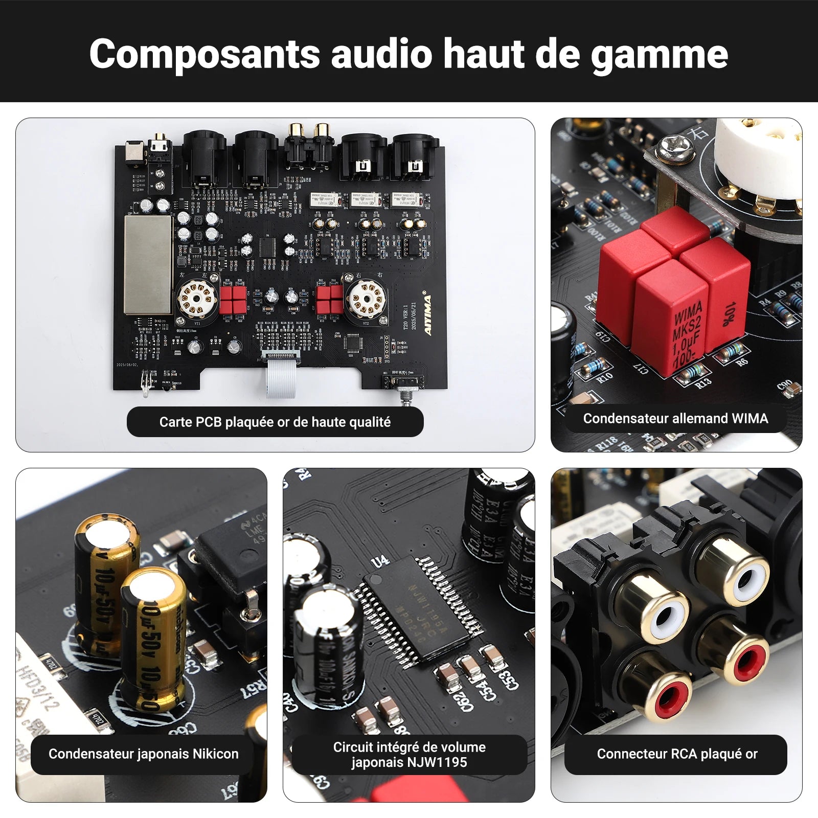Préamplificateur à Tubes AIYIMA T20 – HiFi XLR/RCA LME49720/OPA1612 – CLEVI Paris