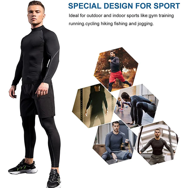 T-shirt Sport Homme Manches Longues Compression Polyester | Séchage Rapide, Running & Fitness, Tailles M à 3XL – CLEVI Paris