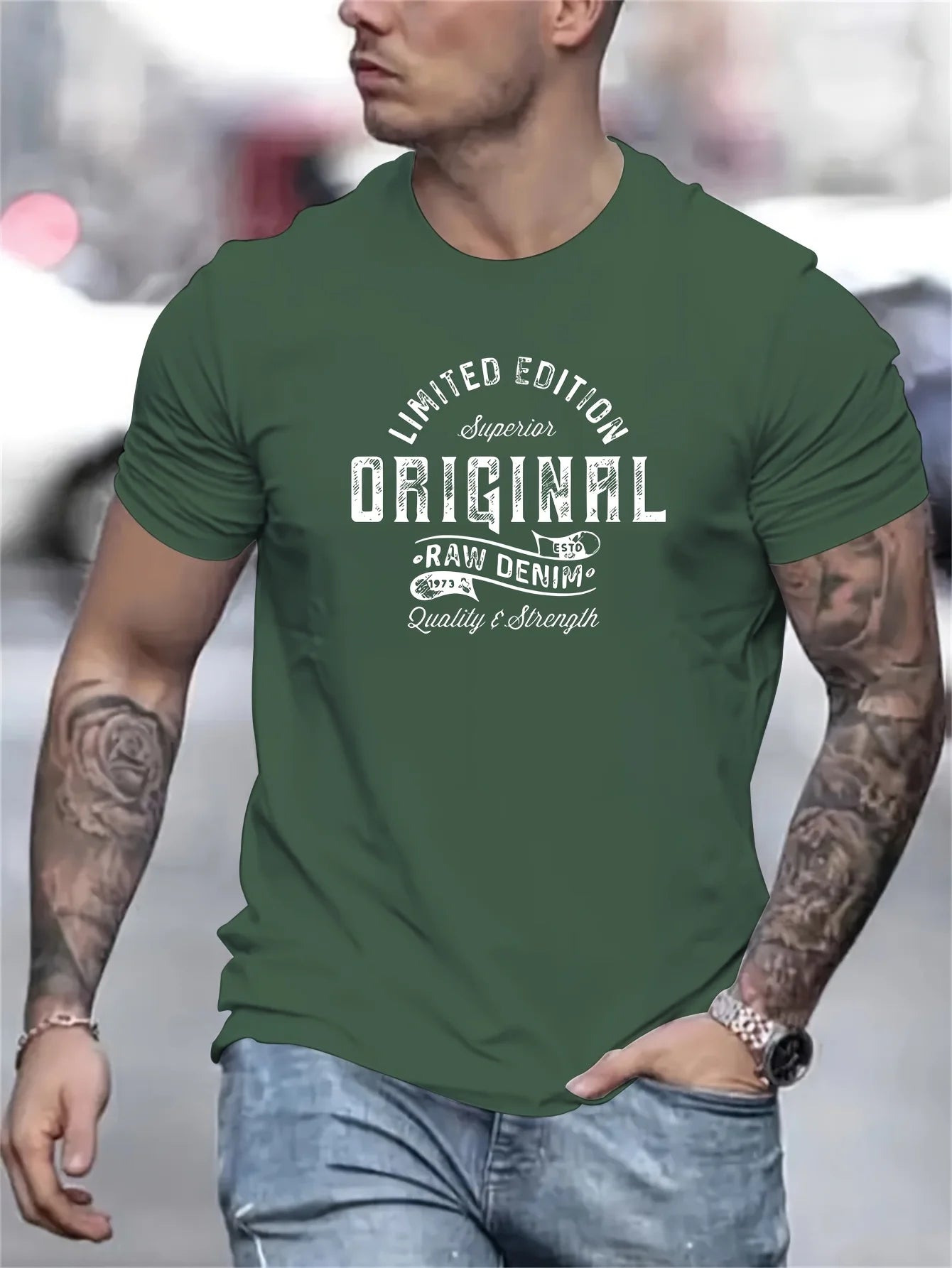 T-Shirt Homme 100% Coton Loose Col Rond Imprimé Lettres Style Américain 18 Coloris – CLEVI Paris