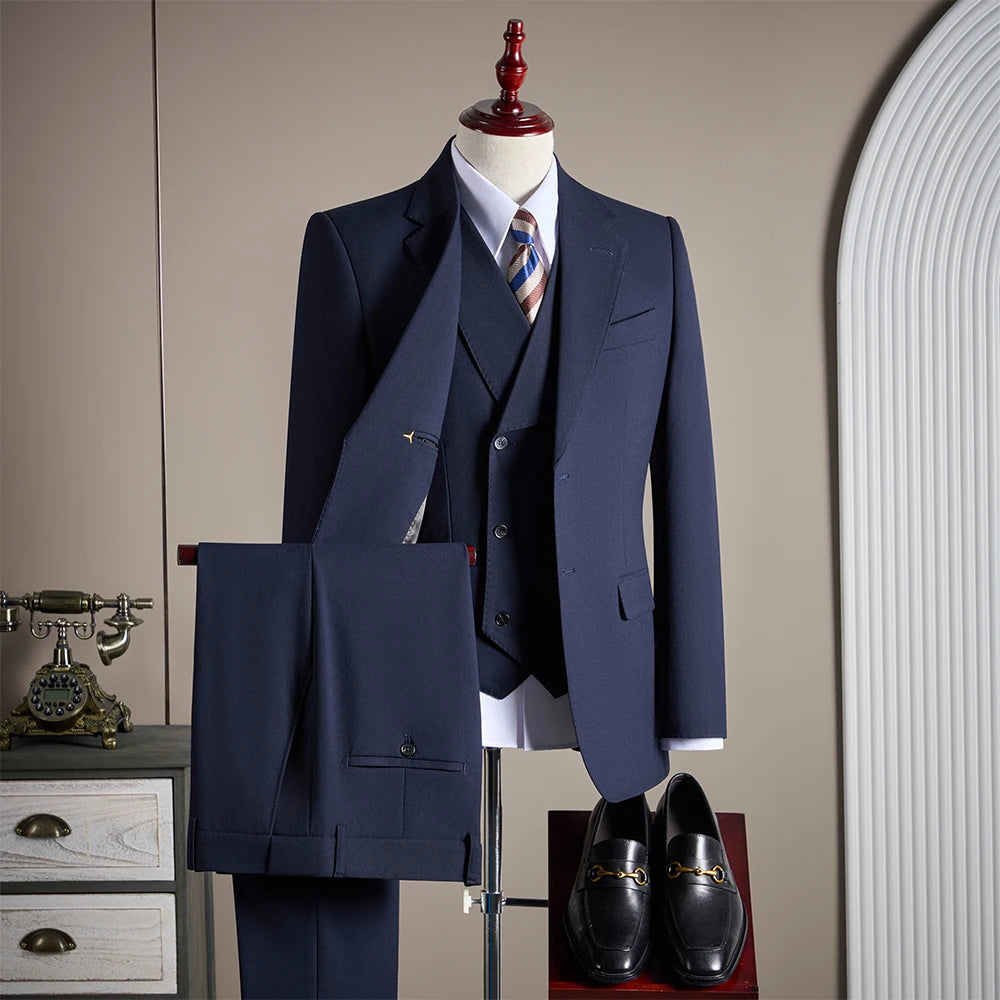 Costume 3 Pièces Homme Laine Coupe Slim Banquet Mariage – CLEVI Paris