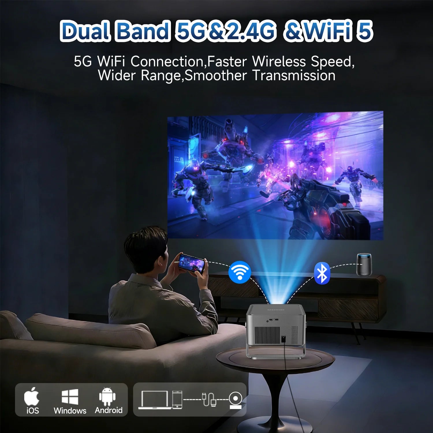 Magcubic HY450GTV Vidéoprojecteur Google TV 1080P HDR10 1100 ANSI Autofocus WiFi – CLEVI Paris
