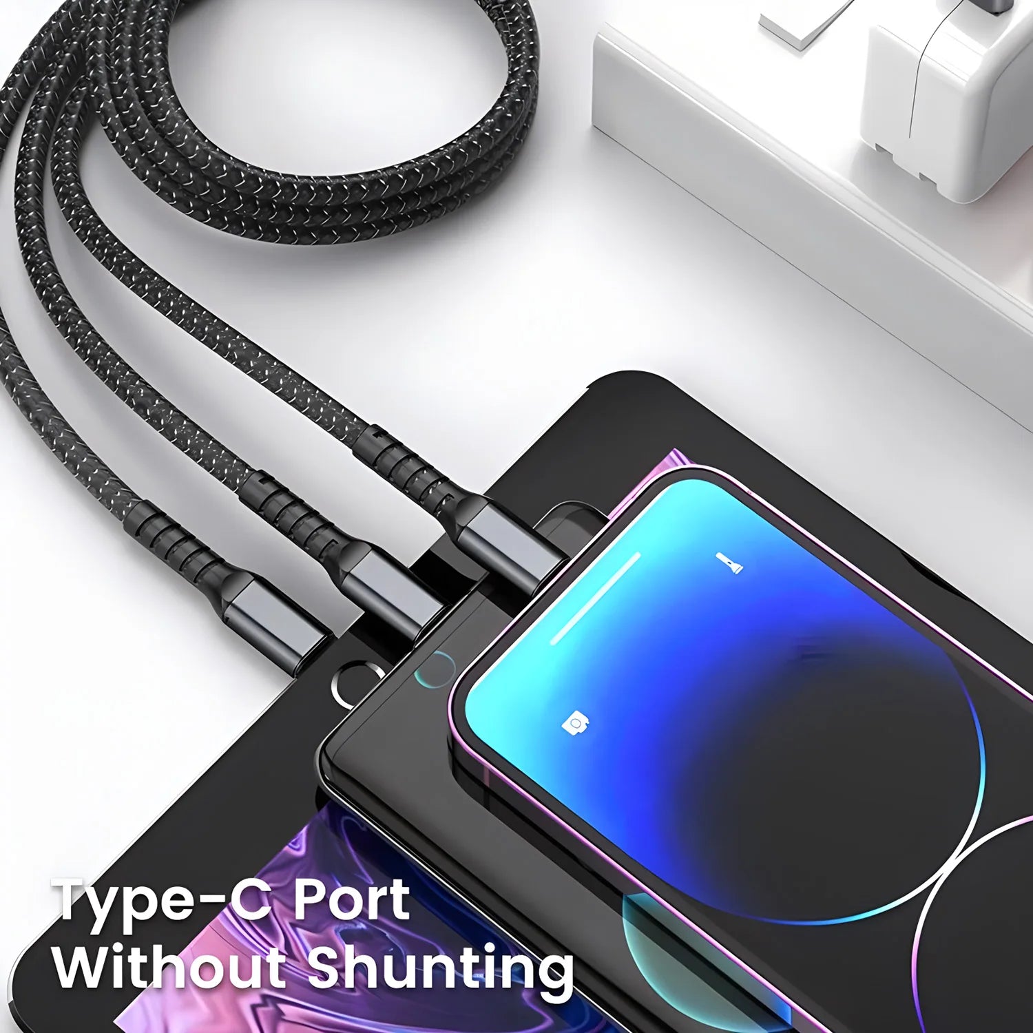 Câble 3-en-1 Charge Rapide 100W USB-A — CLEVI Paris