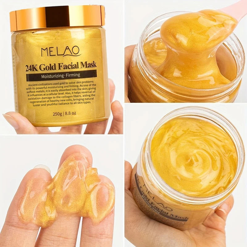 Masque Visage Or 24K MELAO 250g – Collagène, Anti-Âge & Hydratation Profonde – CLEVI Paris