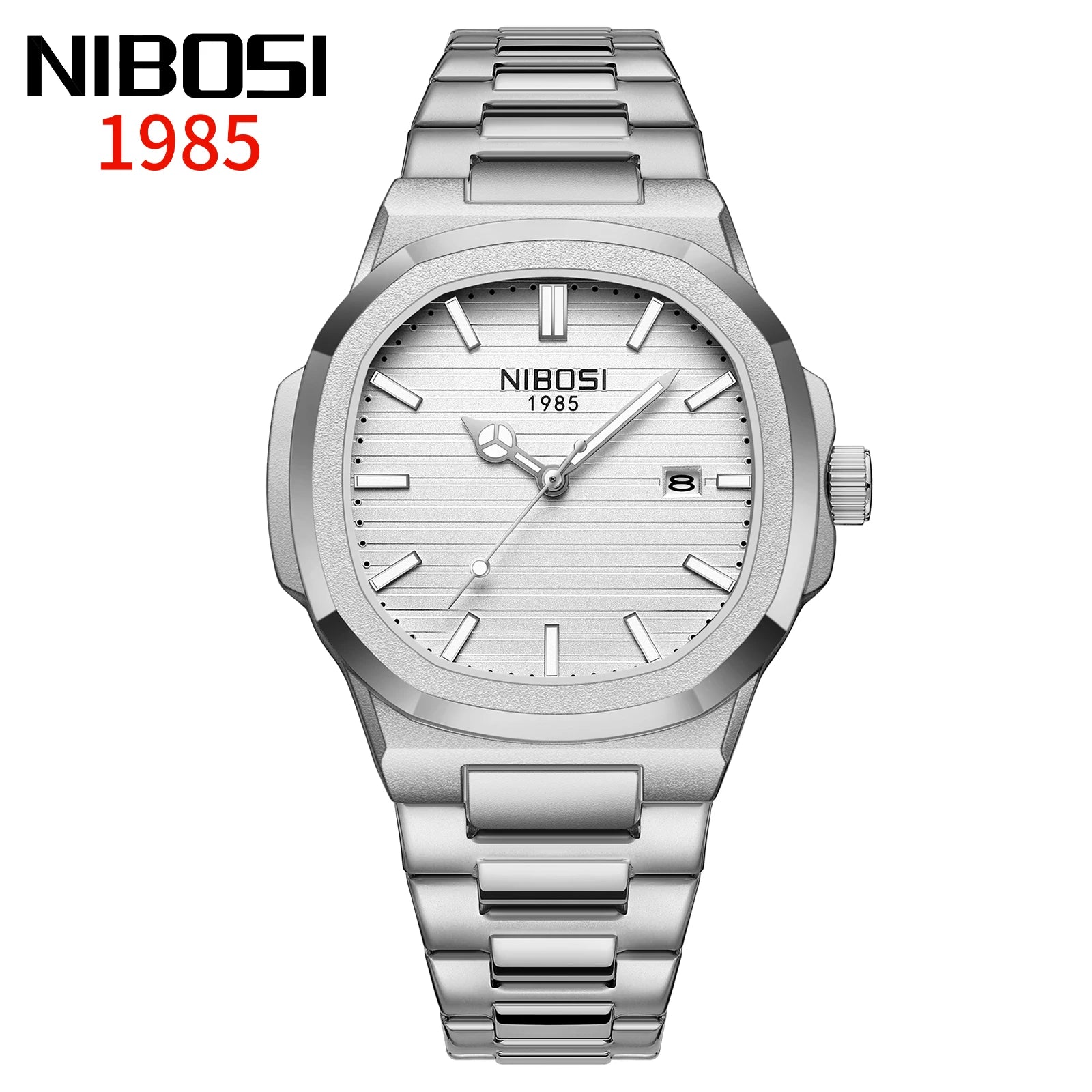 Montre NIBOSI 2632 – Quartz Sport, Boîtier Carré Alliage, Bracelet Acier Inoxydable, Étanche 3 ATM – CLEVI Paris