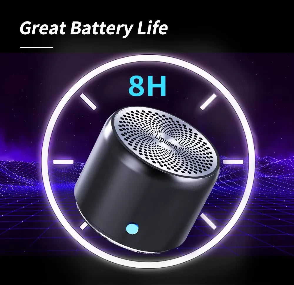 Mini Enceinte Bluetooth IPX7 – Corps Métal, 8h, Basse Puissante, Crochet | Lipusen A106 Pro